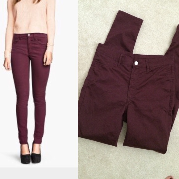High-waisted H&M pants in Burgundy