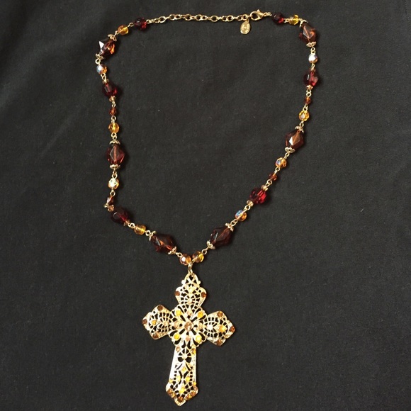 Embellished Cross Necklace - Picture 2 of 4