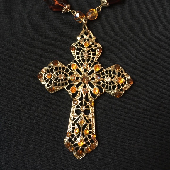 Embellished Cross Necklace - Picture 3 of 4