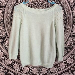 Mint studded shoulder sweater