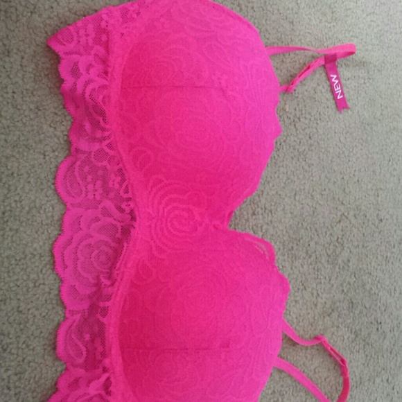 Pink lace bra