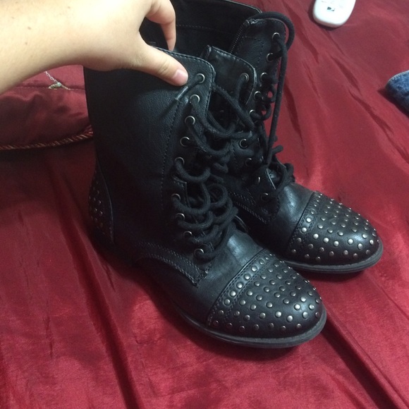 Black studded combat boots
