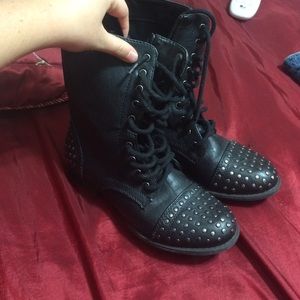 Black studded combat boots