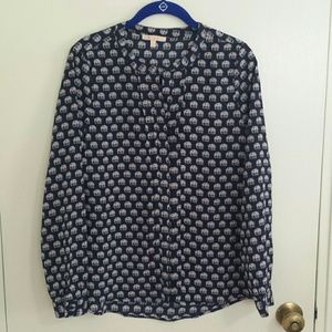 Skies Are Blue Tops - Elephant print blouse Skies Are Blue Tops - Elephant print blouse