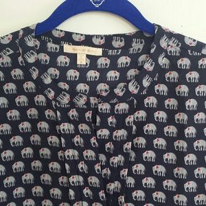 Skies Are Blue Tops - Elephant print blouse Skies Are Blue Tops - Elephant print blouse