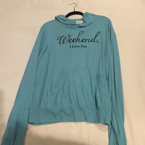Tiffany Blue weekend I love you Wildfox hoodie.