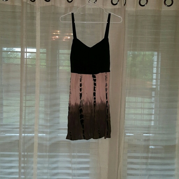 Pink and black tie-dyed spaghetti strap dress top