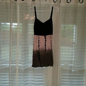 Pink and black tie-dyed spaghetti strap dress top