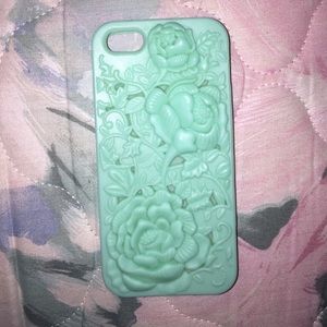 Mint green iPhone 5 rubber floral case