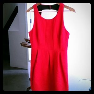 Red textured party dress Anthropologie
