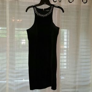 Black with jeweled neckline black cocktail dress