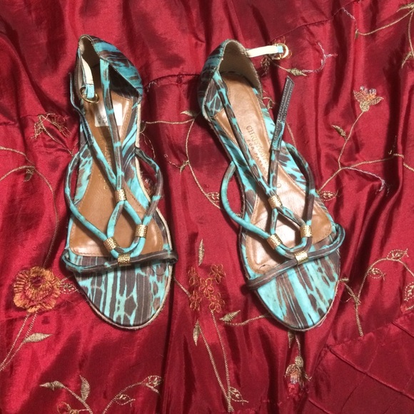 teal and brown sandals - Picture 1 of 2