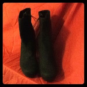 Dark Green Suede Platform Short Boots