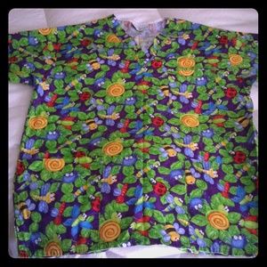 Reserved 4 Lisa_webber ladybug/dragonfly scrub top