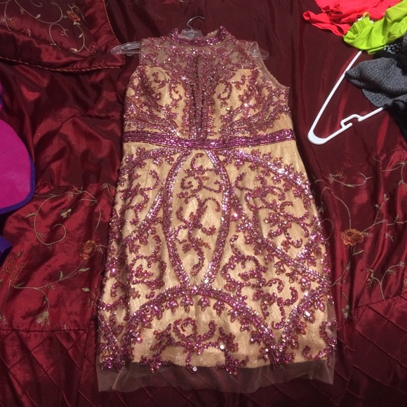 Sherri Hill nude and pink homecoming dress