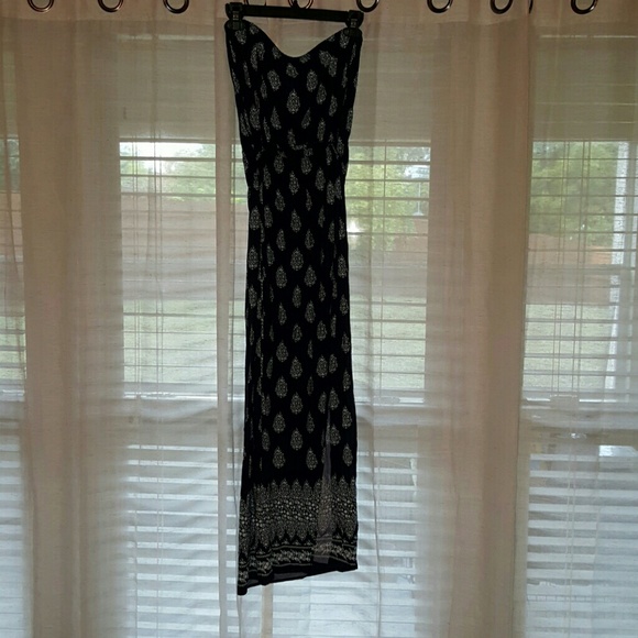 Navy floral print maxi dress