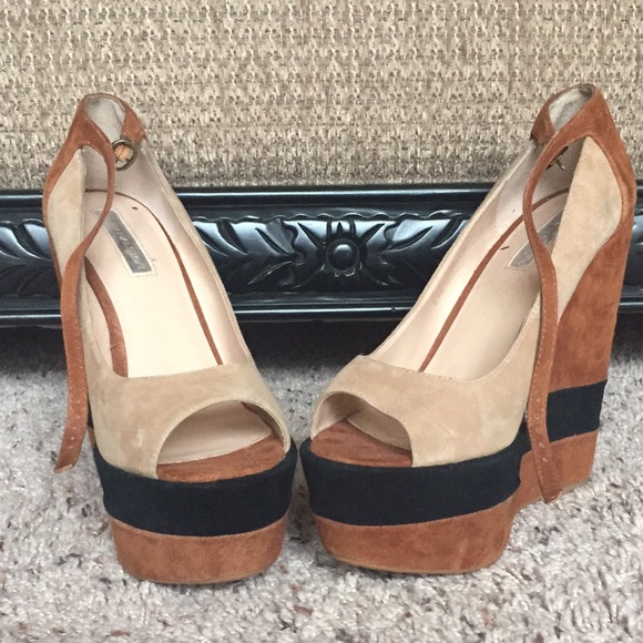 H by Halston Suede Platform Wedges