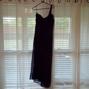 Floor length, eggplant formal dress
