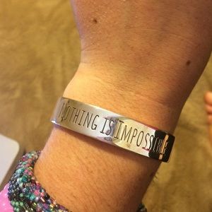 "Nothing is Impossible" silver bangle