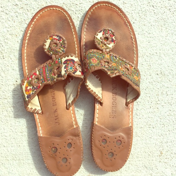 Jack Rogers sandals with paisley design