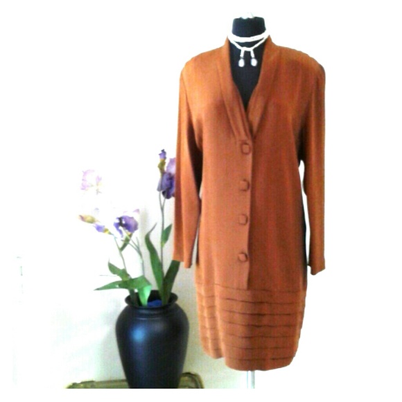 Pleated silk copper dress Auers of Cherry Creek