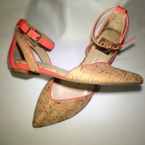 Cute flats with neon pink trim
