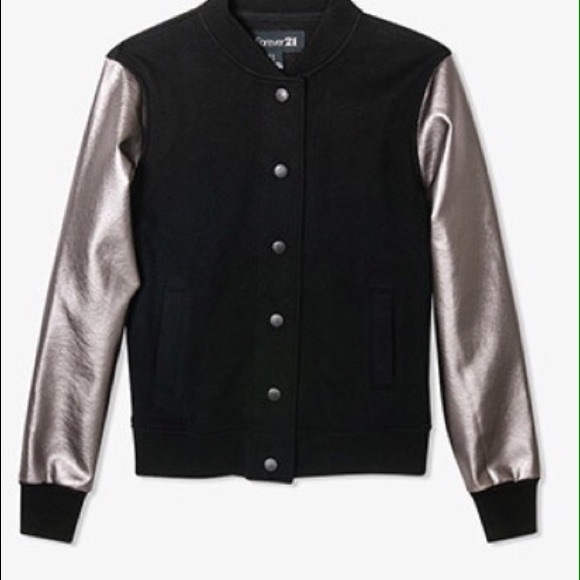 Forever 21 Metallic Varsity Jacket