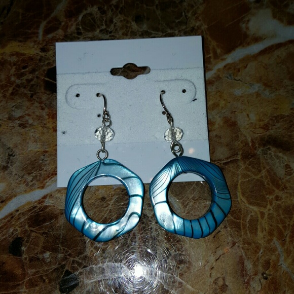 Aqua metallic dangle earrings
