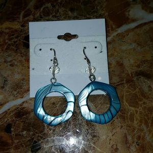 Aqua metallic dangle earrings