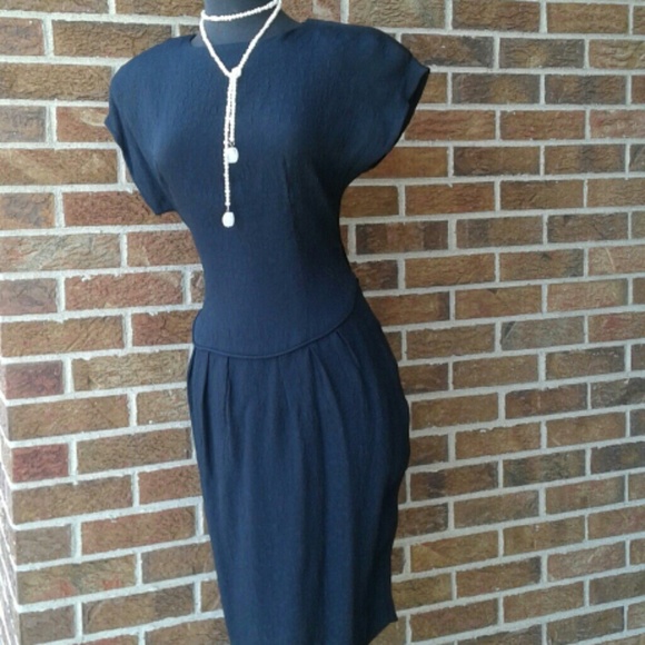 Ann Taylor black textured silk dress