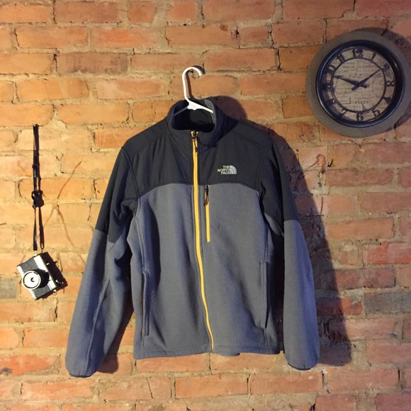 Yellow on grey North Face jacket