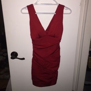 Red bodycon ruffled dress