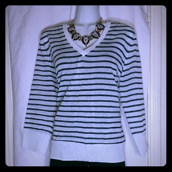 Liz Claiborne Tops - XL black and white striped 3/4 sleeved blouse