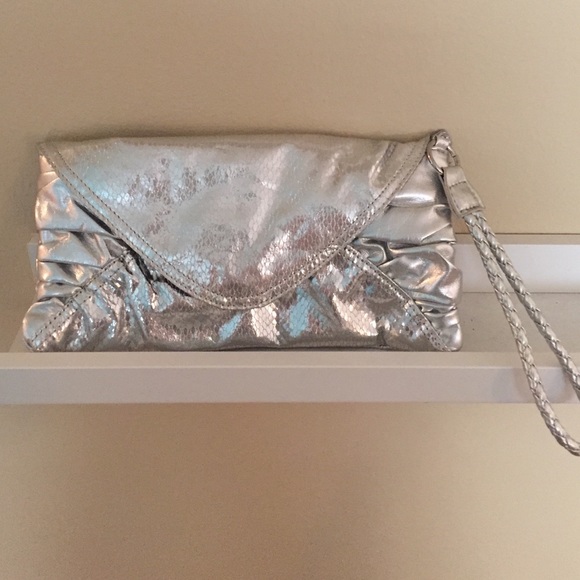 Silver clutch with strap
