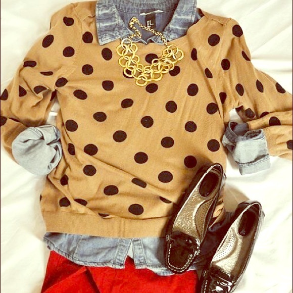 Tan polka dot sweater