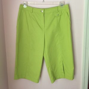 Lime green shorts.