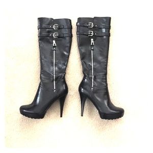 Black Guess Knee High Boots