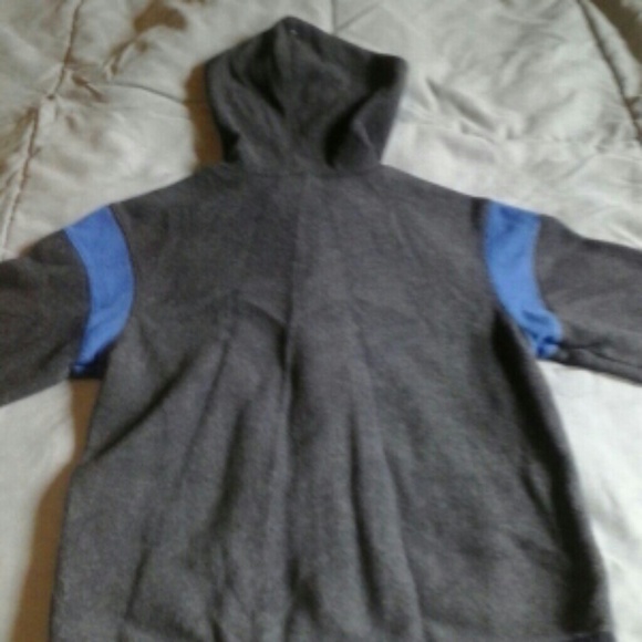 Grey blue stripe sleeve boys hoodie - Picture 4 of 4