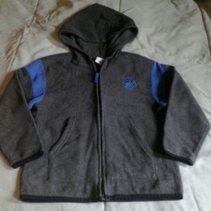 Grey blue stripe sleeve boys hoodie