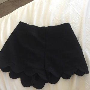 Black scalloped shorts