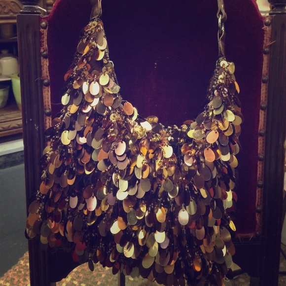 Bronze  Oval sequin  paillettes purse
