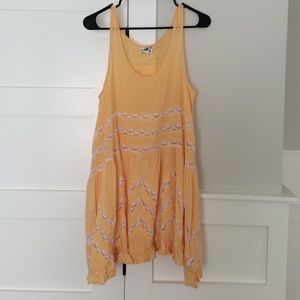 Free people yellow trapeze dress