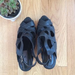 Mia black wedge sandal