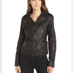 Cole Haan black leather asymmetrical  moto jacket