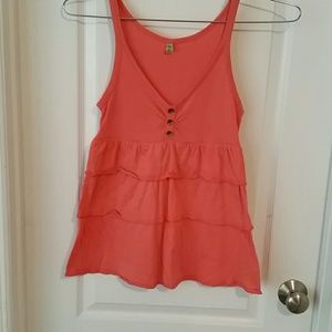 Coral ruffle tank