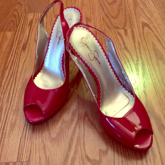 Jessica Simpson red Patton leather heels