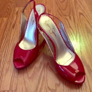 Jessica Simpson red Patton leather heels
