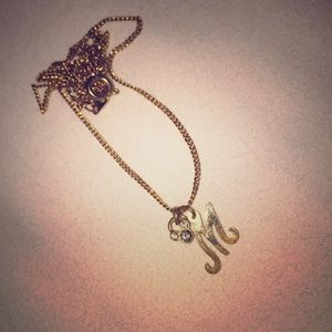 "M" initial necklace with Mickey Mouse Charm