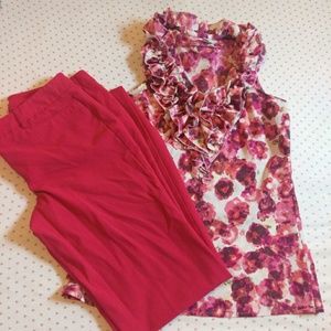 Floral Ruffle Sleeveless Top