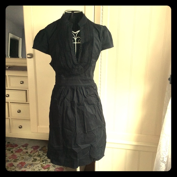BCBGMaxAzria Dresses & Skirts - BCBG black cotton dress with amazing neckline